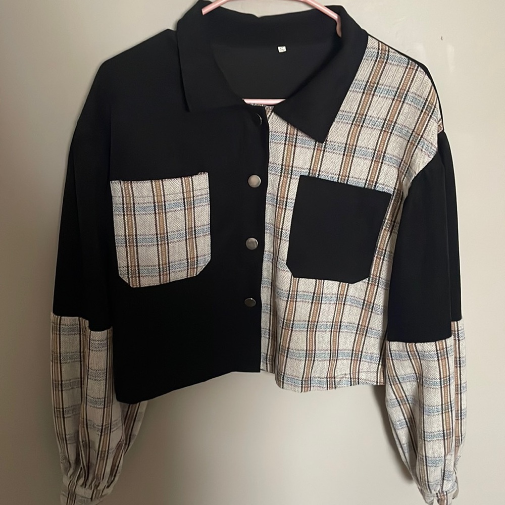 shein black and plaid flannel. size small.